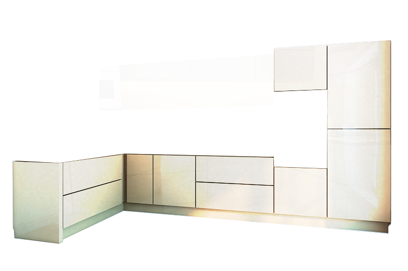 фотография из конструктора Стильные и современные Кухни - нижний модуль цвета Белый Металлик