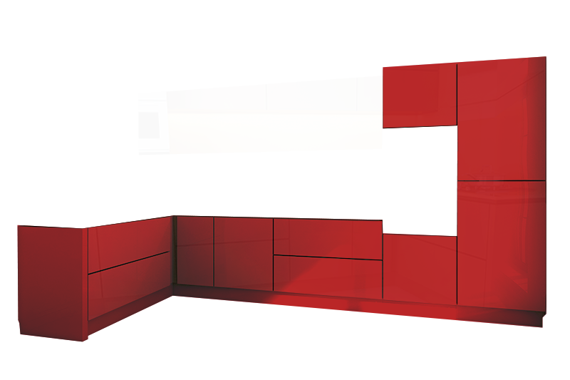 фотография из конструктора Стильные и современные Кухни - нижний модуль цвета Красный